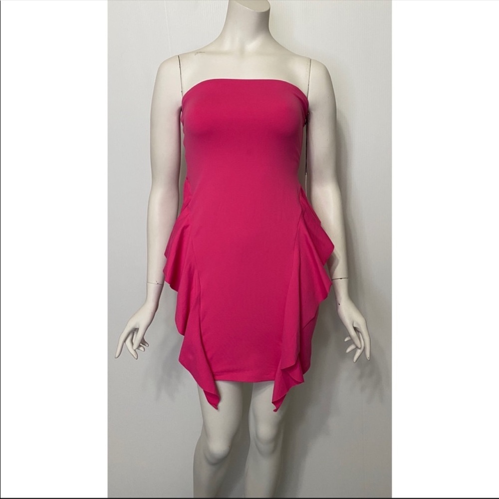 Susana Monaco Pink Strapless Ruffle Dress